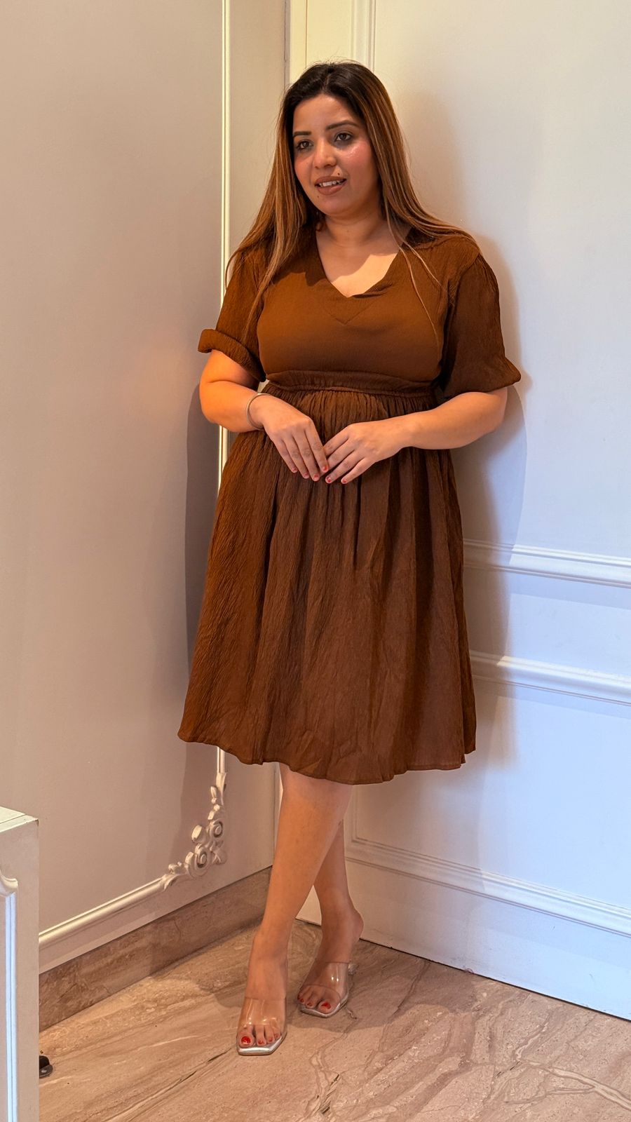Tara Dress- Purple, Brown